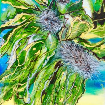 Painting titled "“Bottle Brush”" by Bernadette Cavanough, Original Artwork, Acrylic