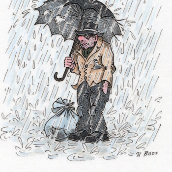 「Schlechtes Wetter」というタイトルの描画 Boosartigkeiten Von Hans Boosによって, オリジナルのアートワーク, コンテ