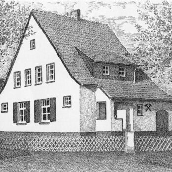 图画 标题为“Haus des Bergmanns…” 由Boosartigkeiten Von Hans Boos, 原创艺术品, 木炭