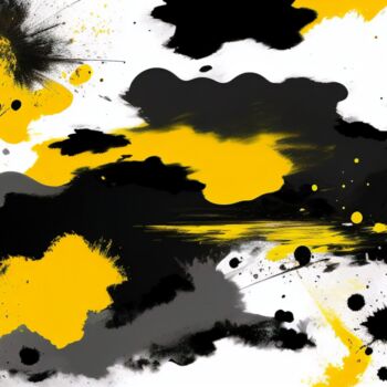 Painting titled "yellowblack brush c…" by Boris Tetiushin, Original Artwork, Digital Painting