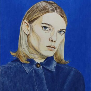 "Portrait de Léa Sey…" başlıklı Resim Sandrine Borgniet tarafından, Orijinal sanat, Kalem