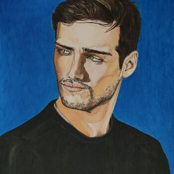 图画 标题为“Portrait de Richard…” 由Sandrine Borgniet, 原创艺术品, 铅笔