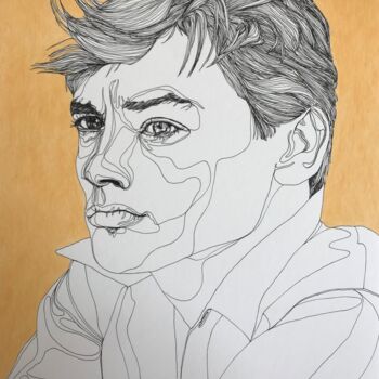 Dessin intitulée "Portrait d'Alain De…" par Sandrine Borgniet, Œuvre d'art originale, Marqueur