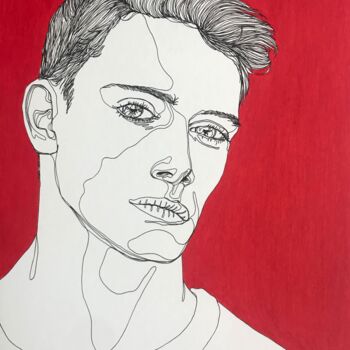 Disegno intitolato "Portrait d'homme ro…" da Sandrine Borgniet, Opera d'arte originale, Pennarello