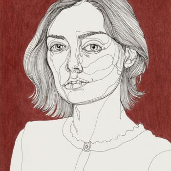 Disegno intitolato "Portrait d'Inès Lon…" da Sandrine Borgniet, Opera d'arte originale, Pennarello