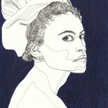 Dessin intitulée "Portrait de femme i…" par Sandrine Borgniet, Œuvre d'art originale, Marqueur