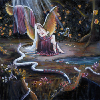 Peinture intitulée "L'ange déchu" par Boris Baranoff Rossine, Œuvre d'art originale, Huile