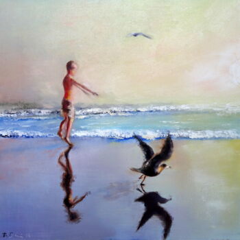 Painting titled "Learn to fly" by Boris Deriy (Border), Original Artwork, Oil
