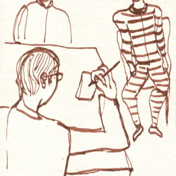 Zeichnungen mit dem Titel "le médecin de priso…" von Boris Kawliche, Original-Kunstwerk