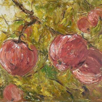 Ζωγραφική με τίτλο "Red apples" από Boris Litovchenko, Αυθεντικά έργα τέχνης, Λάδι