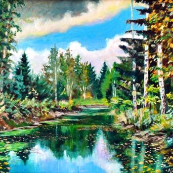 Pintura intitulada "The pond" por Boris Mandrykin, Obras de arte originais