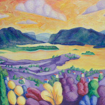 Картина под названием "Rama Lake" - Boris Subotic, Подлинное произведение искусства, Масло Установлен на Деревянная рама для…