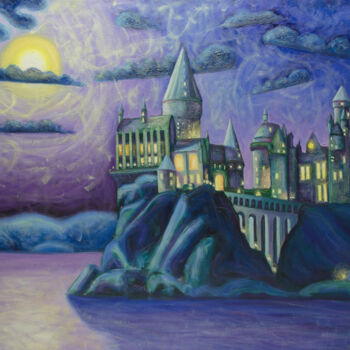 Pittura intitolato "Hogwarts" da Boris Subotic, Opera d'arte originale, Olio Montato su Telaio per barella in legno