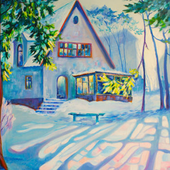 Картина под названием ""Витражи на снегу"" - Boris Zhigalov, Подлинное произведение искусства, Масло