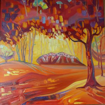 Картина под названием "Золото парка" - Boris Zhigalov, Подлинное произведение искусства, Масло Установлен на Деревянная рама…