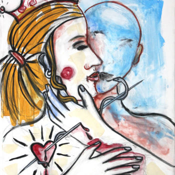 Malerei mit dem Titel "Les amoureux" von Boris Akielaszek, Original-Kunstwerk
