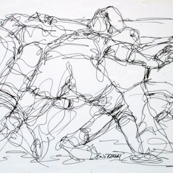 Drawing titled "Rugbystiquement vôt…" by Boris Barbey, Original Artwork, Ballpoint pen