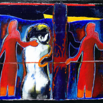 Painting titled "Rencontre du 3 ème…" by Boris Barbey, Original Artwork, Acrylic Mounted on Wood Stretcher frame