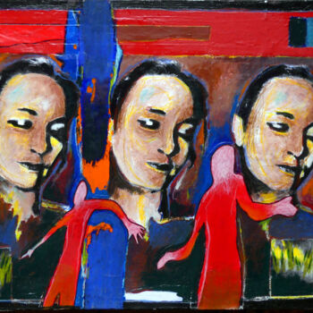 Painting titled "La femme au trois v…" by Boris Barbey, Original Artwork, Acrylic
