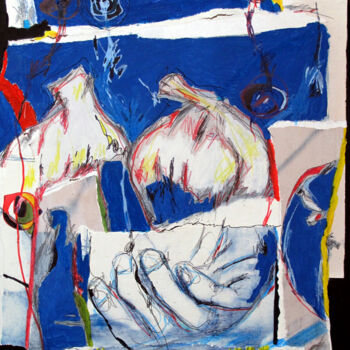 Картина под названием "Mano à l'ail." - Boris Barbey, Подлинное произведение искусства, Гуашь