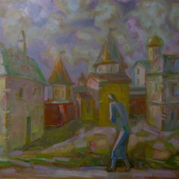 Pittura intitolato "Монастырское подвор…" da Boris Kotov, Opera d'arte originale, Altro