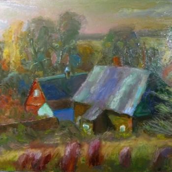 Schilderij getiteld "Деревня в низине" door Boris Kotov, Origineel Kunstwerk, Anders