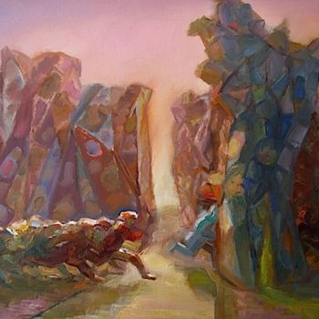 Pittura intitolato "Странный забег" da Boris Kotov, Opera d'arte originale, Altro