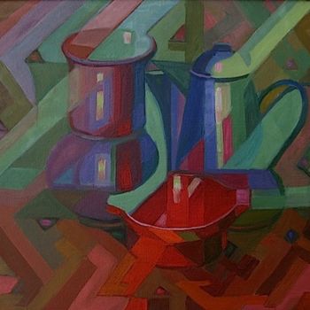 Malerei mit dem Titel "Натюрморт с красным…" von Boris Kotov, Original-Kunstwerk, Andere