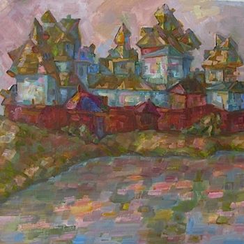 Картина под названием "Монастырь у озера" - Boris Kotov, Подлинное произведение искусства, Другой
