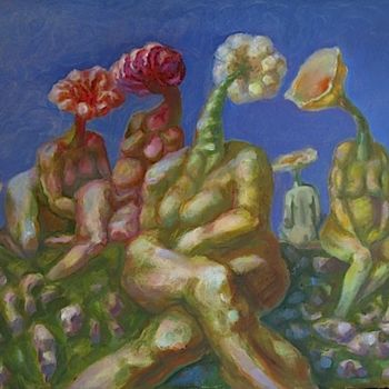 Pittura intitolato "Женщины-цветы" da Boris Kotov, Opera d'arte originale, Altro