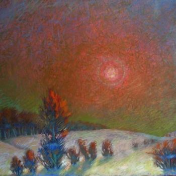 Painting titled "Зимнее солнце" by Boris Kotov, Original Artwork
