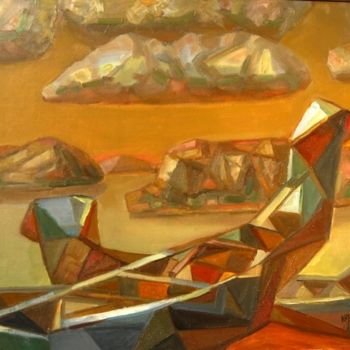 Pittura intitolato "Ладья (A boat)" da Boris Kotov, Opera d'arte originale, Altro