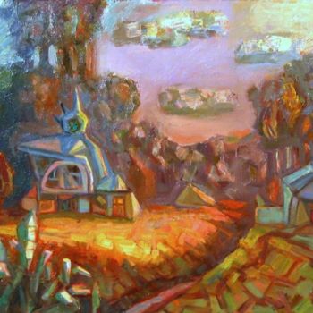 Painting titled "Сельский пейзаж (Vi…" by Boris Kotov, Original Artwork, Other