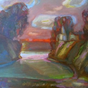 Peinture intitulée "Вечер (The evening)" par Boris Kotov, Œuvre d'art originale, Huile