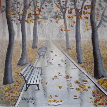 Malerei mit dem Titel "Осенний листопад" von Irina Borisova, Original-Kunstwerk, Öl