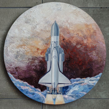 Painting titled "ROCKET / space / st…" by Anna Bo, Original Artwork, Oil