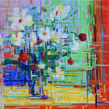 Malarstwo zatytułowany „Flowers” autorstwa Borko Petrovic, Oryginalna praca, Olej