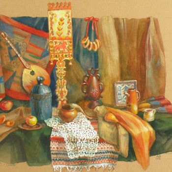 Painting titled "still-life-with-a-d…" by Ab.Art.Zair, Original Artwork, Tempera
