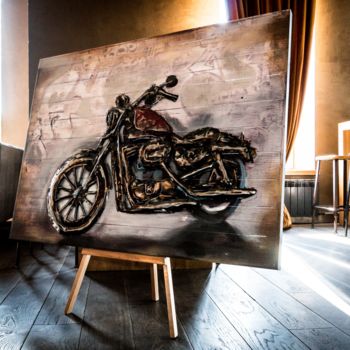 Painting titled "Мотоцикл Harley-Dav…" by Borte Yrys, Original Artwork, Acrylic