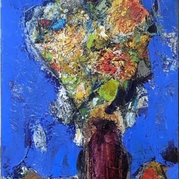 Peinture intitulée "Blumen in der Vase" par Borys Buryak, Œuvre d'art originale, Huile