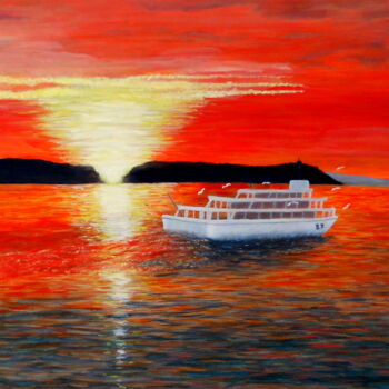 Schilderij getiteld "Sonnenuntergang am…" door Bosa Steinert, Origineel Kunstwerk, Olie