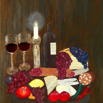 Painting titled "Voller Tisch" by Bosa Steinert, Original Artwork, Oil