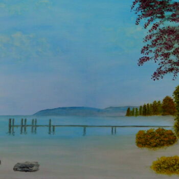 Painting titled "Bodensee bei Unteru…" by Bosa Steinert, Original Artwork, Oil