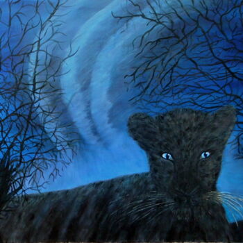 Картина под названием "Black Panther" - Bosa Steinert, Подлинное произведение искусства, Масло