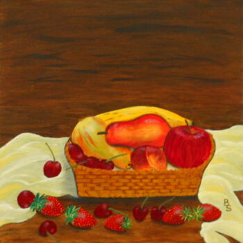 Malerei mit dem Titel "Obstkorb" von Bosa Steinert, Original-Kunstwerk, Öl