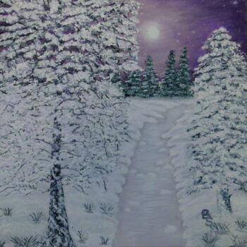 Pintura intitulada "Winter violett" por Bosa Steinert, Obras de arte originais, Óleo