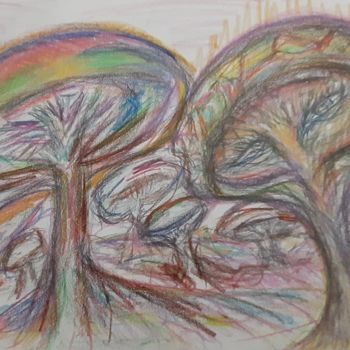 Drawing titled "Mushroom Forest" by Sophia Deniece Bossler, Original Artwork, Pencil