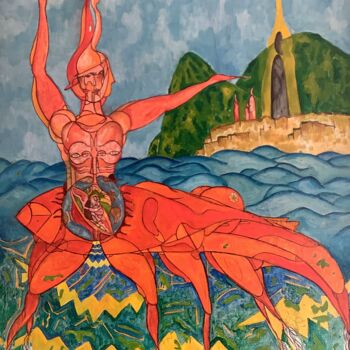Peinture intitulée "Homme Crabe" par Bossquito, Œuvre d'art originale, Huile