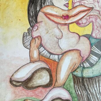 Pintura titulada "Femme Champignon" por Bossquito, Obra de arte original, Oleo
