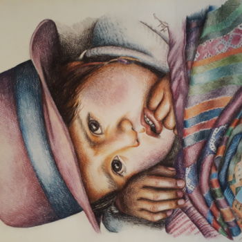 Painting titled "Nino de Chinchero" by Mel Ista, Original Artwork, Pastel